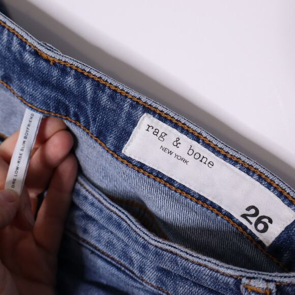 RAG & BONE Dre Low Rise Slim Boyfriend Jeans Distressed Blue River Women's 26 - Picture 11 of 13